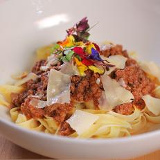 The Tagliatelle alla Bolognes as Served at Pizza Credo in Seattle, Washington, as seen on Diners, Drive-Ins and Dives, Season 28.