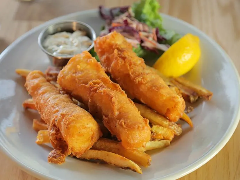 Fish and Chips as Served at Red Door in Seattle, Washington, as seen on Diners, Drive-Ins and Dives, Season 28.