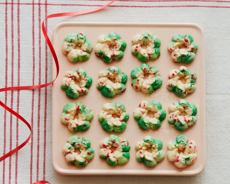 Food Network Kitchen’s Green and White Wreath Spritz Cookies.