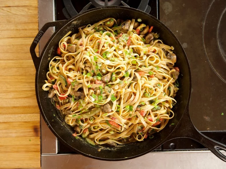 Close-up of Cajun Pasta, as seen on The Pioneer Woman, Season 19.