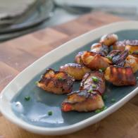 Food beauty of bacon wrapped dried apricots, as seen on Trisha's Southern Kitchen, Season 12.