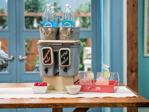 Sunny Anderson and Jeff Mauro make a DIY Wine Spritzer Station, as seen on Food Network's The Kitchen 