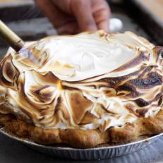 At Sister Pie in Detroit, the Banana Pete a caramalized banana chess pie, is topped with swirls of torched meringue, as seen on Food Network's Baked, Season 1.