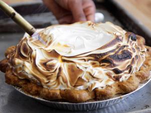 At Sister Pie in Detroit, the Banana Pete a caramalized banana chess pie, is topped with swirls of torched meringue, as seen on Food Network's Baked, Season 1.