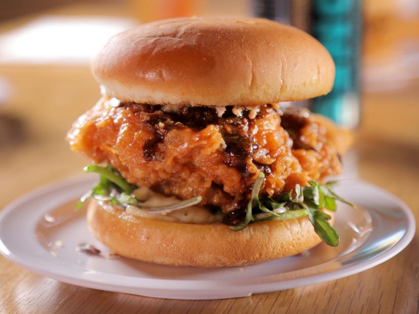 The Soy Sesame Galic Chicken Sandwich as Served at Bok a Bok in Seattle, Washington, as seen on Diners, Drive-Ins and Dives, Season 28.
