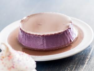Unicorn Poop and Ube Caramel Flan, as seen on Baked with Tom Papa Season 1.