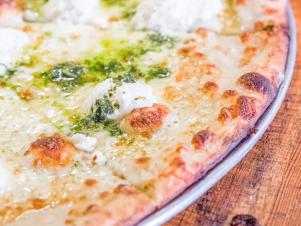 Pesto Pizza from Vito's Pizza, as seen on Baked with Tom Papa Season 1.