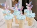 Mermaid Cupcake Stuffed Ice Cream Cones are displayed, as seen on Let's Eat, Season 1.