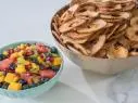 Food beauty baked apples chips with rainbow fruit salsa, as seen on Trisha's Southern Kitchen, Season 12.