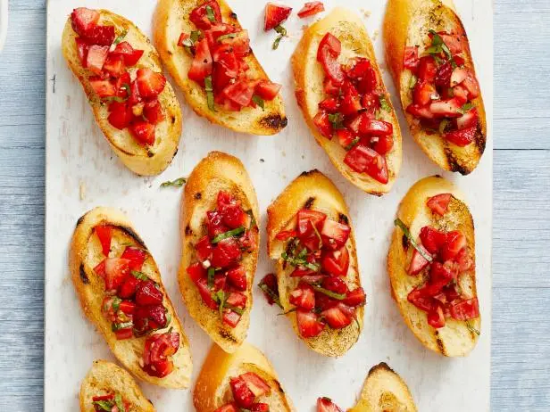 Bruschetta With Strawberry And Tomato Salad Recipe | Ted Allen | Food Network