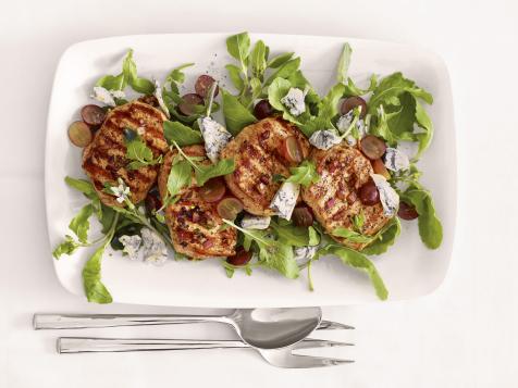 Grilled Pork with Arugula-and-Grape Salad