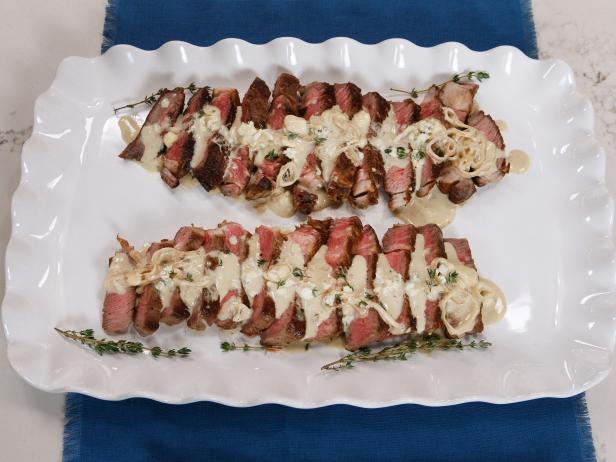 Blue Cheese Aged Rib Eye Steak Recipe Jamika Pessoa Food Network Stir together butter, blue cheese, thyme and ¼ teaspoon of the pepper in a small bowl. blue cheese aged rib eye steak