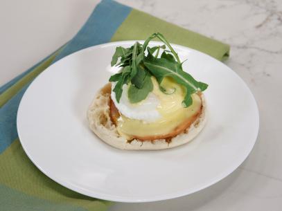 Host Stuart O'Keeffe poses with his Easy Eggs Benedict, as seen on Let's Eat, Season 1.
