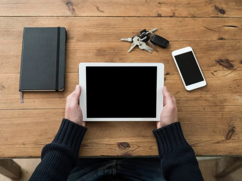 Tablet pc user to be used as a mockup template to show app or web design