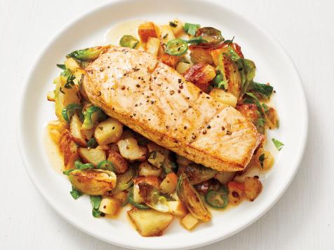 Seared Halibut with Brussels Sprout Hash