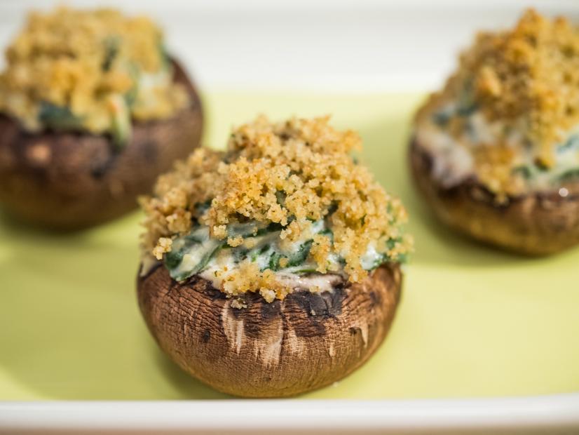 Sunny Anderson makes 5 Ingredient Spinach and Cheese Stuffed Mushrooms, as seen on Food Network's The Kitchen