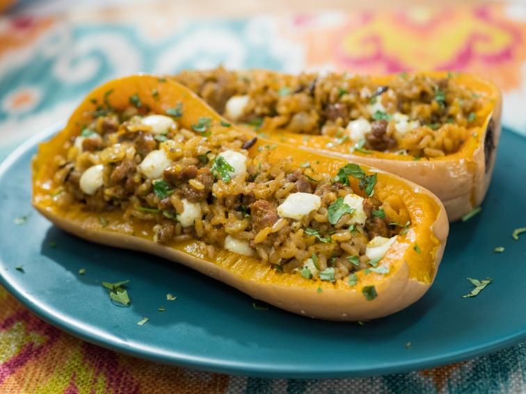 Sunny's Quick Wild Rice and Sausage Stuffed Squash Recipe Sunny Anderson Food Network