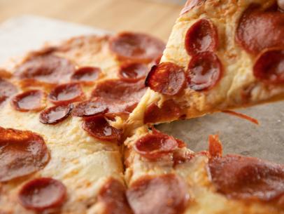 Close-up Pepperoni Pizza, as seen on The Pioneer Woman, Season 20.