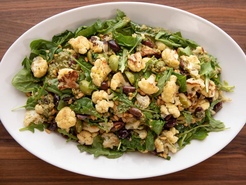 Close-up Roast Cauliflower And Olive Salad, as seen on The Pioneer Woman, Season 20.