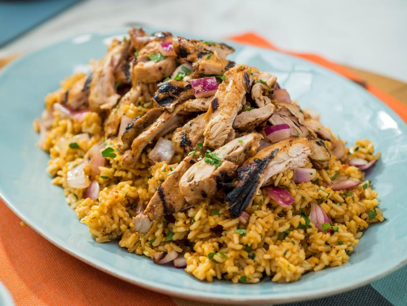 Sunny Anderson makes Grilled Sweet and Spicy Chicken Thighs and Rice, as seen on Food Network's The Kitchen 