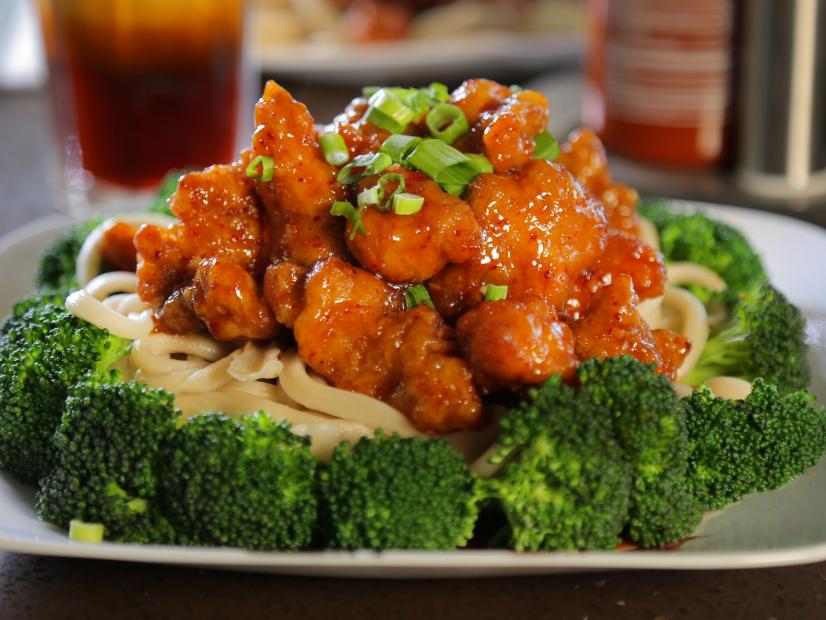 General Tso's Chicken with Noodles as Served at Frank's Noodle House in Portland, Oregon,  as seen on Triple D Nation, Special.