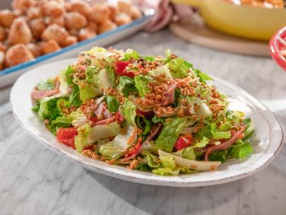 Food beauty of Giada's Crispy Orzo Salad, as seen on Giada Entertains, Season 4.