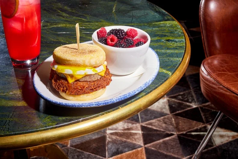When Pat Sheerin started as chef of City Mouse, he thought it would be fun to do a play on the typical gas station sandwich. Although his spin is a little "chaffier," he keeps it simple with egg, American cheese and sausage on top of an English muffin. A spread of grape jelly adds a hint of sweetness to this otherwise savory sandwich.