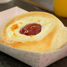 The Raspberry Cream Cheese Kolache as Served at Hruska's Kolaches in Salt Lake City, Utah, as seen on Diners, Drive-Ins and Dives, Season 29.