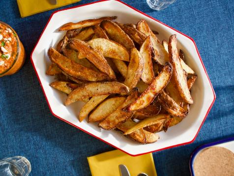 Crispy Oven Fries with Feta-Red Pepper Dip