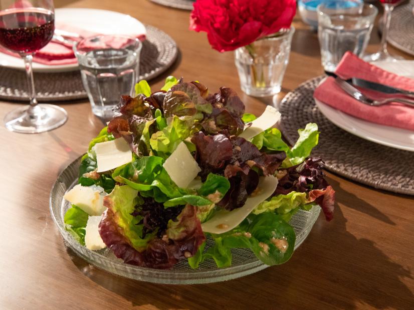 Food Beauty of Giadas Baby Lettuces with Shallot Vinaigrette as seen on season 4 of Food Networks Giada Entertains