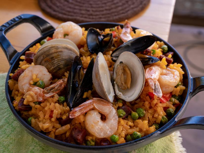 Big Paella with Seafood and Chicken Recipe | Marc Murphy | Food Network