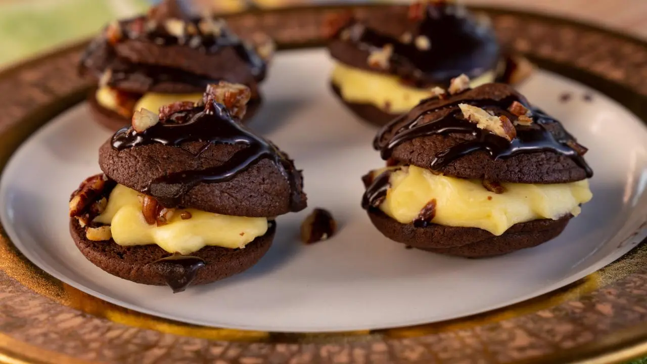 Dark Chocolate Whoopie Pies with Toasted Almond Cream