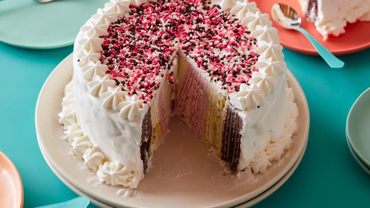 Sugar Wafer Neapolitan Ice Cream Cake Recipe | Food Network Kitchen ...