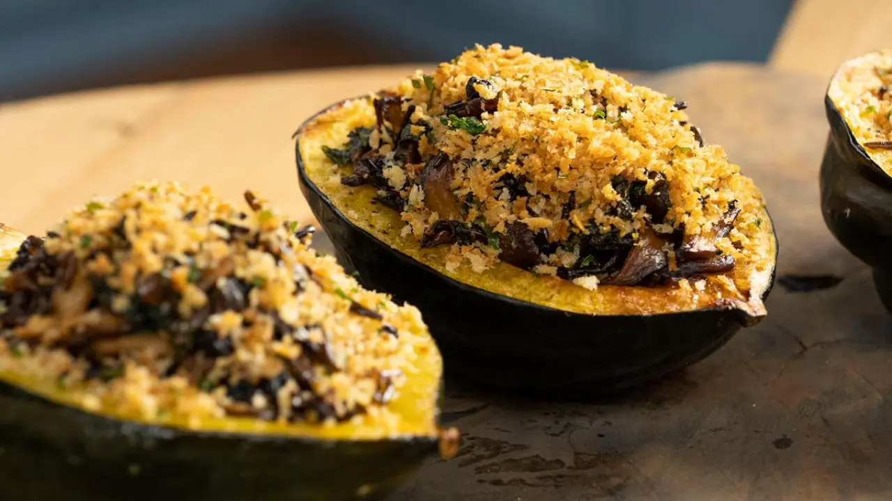 Black Wild Rice-Stuffed Acorn Squash