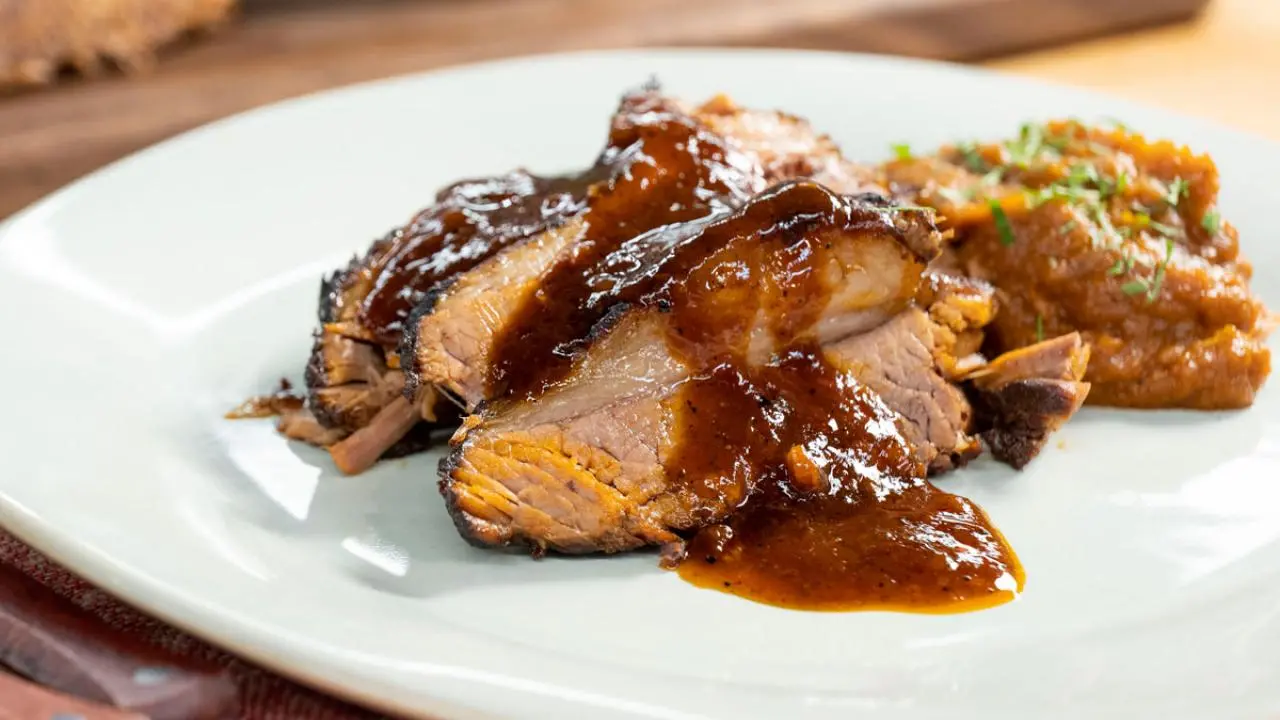 Sunny's Easy BBQ Braised Brisket with Sweet Potato and Carrot Mash