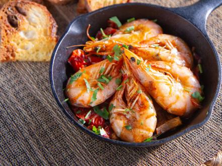 Moroccan Shrimp with Tomatoes and Onions Recipe | Marc Murphy | Food ...