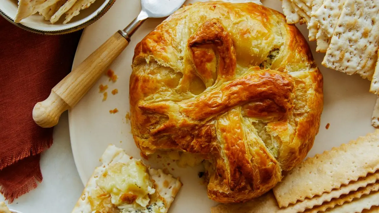 Spinach Artichoke Baked Brie