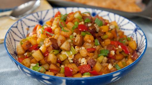 CHEESY BACON SKILLET FRIED POTATOES - The Southern Lady Cooks