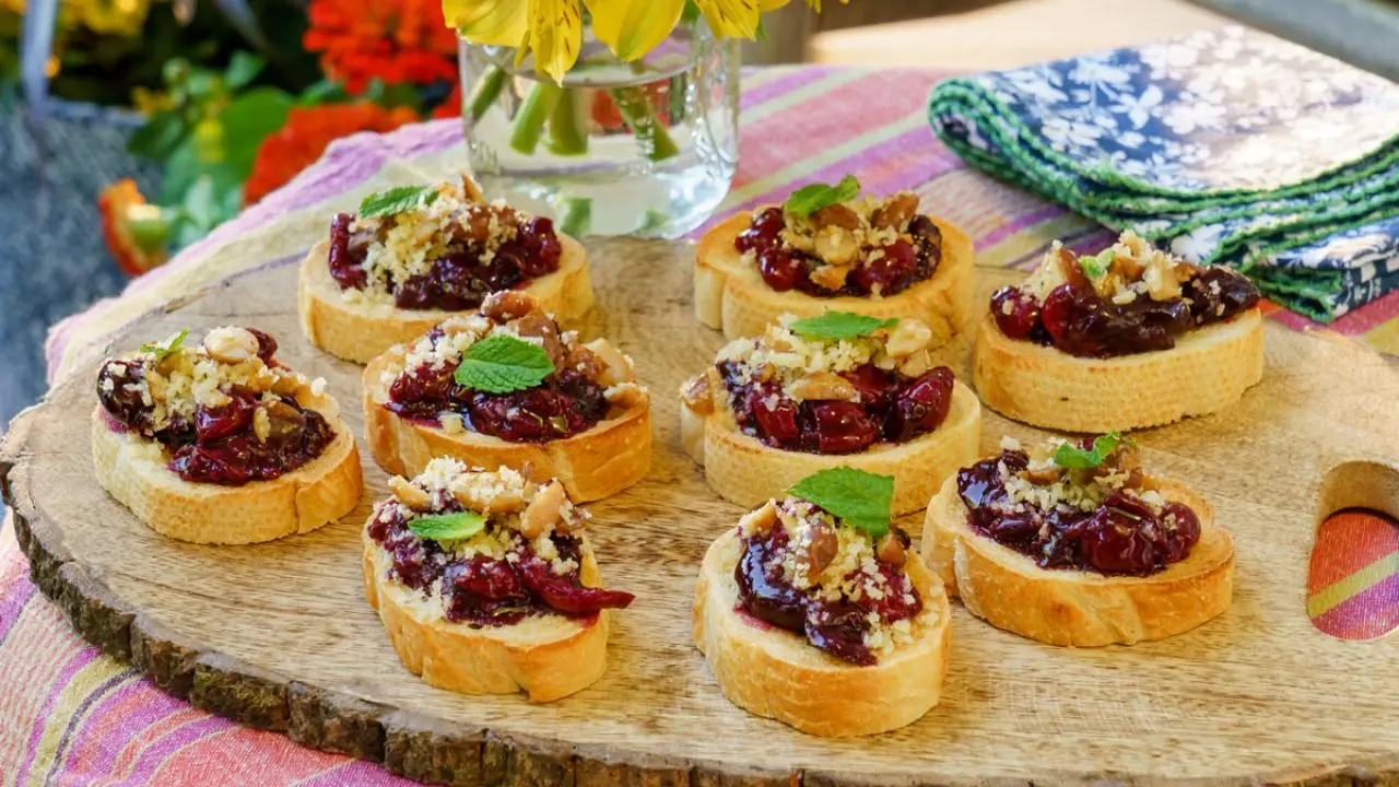 Cherry and Boiled Peanut Bruschetta