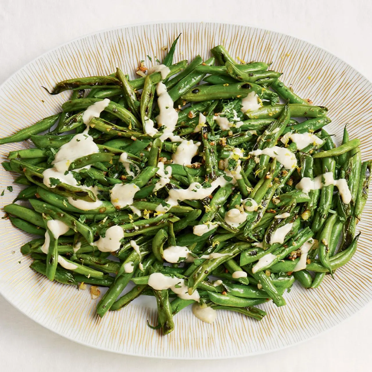 green beans with tahini dressing Blistered Chickpea salad