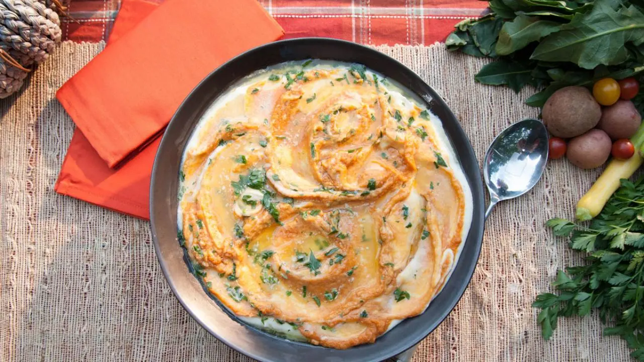 Mashed White and Sweet Potatoes with Parsley Butter