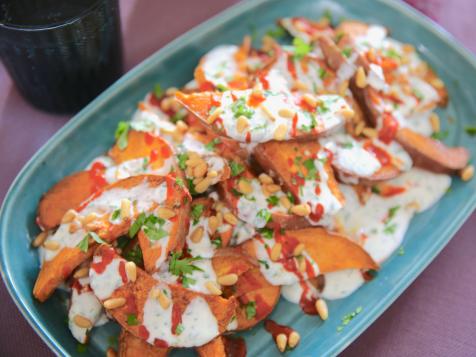 Roasted Sweet Potato Wedges with Cilantro Yogurt