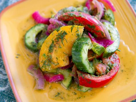 Cucumber and Tomato Salad with Basil Vinaigrette