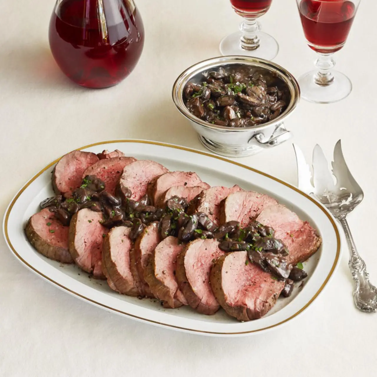 Filet of Beef with Mushrooms and Blue Cheese Recipe | Ina Garten