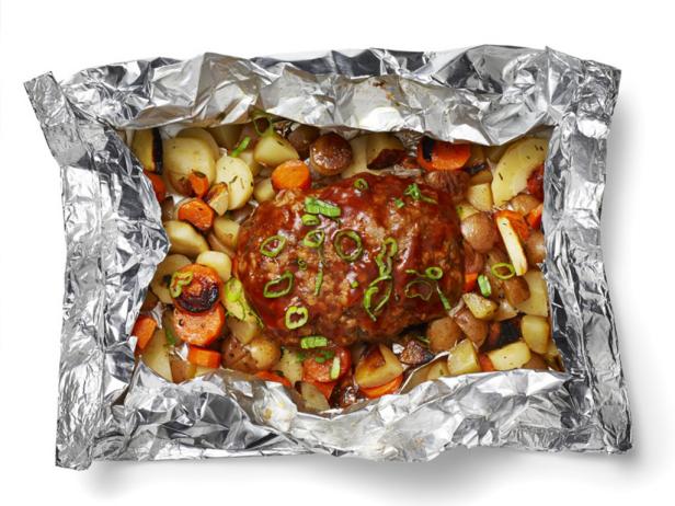 Foil-Packet Mini Meatloaves with Root Vegetables image
