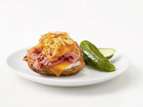 Smashed Baked Potatoes with Roast Beef