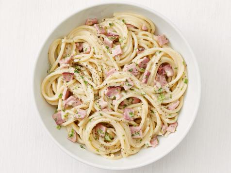 Spaghetti with Ham and Brie