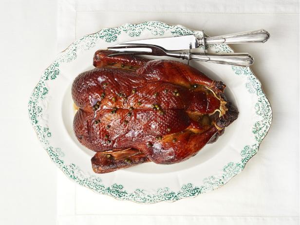 Whole Duck with Green Peppercorn Glaze Recipe, Alex Guarnaschelli