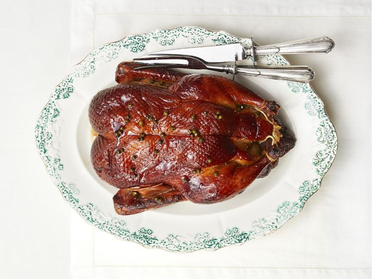 Whole Duck with Green Peppercorn Glaze Recipe Alex Guarnaschelli