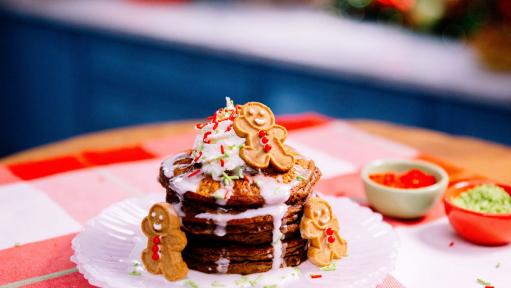 Gingerbread Pancakes with Icing Recipe | Katie Lee Biegel | Food Network